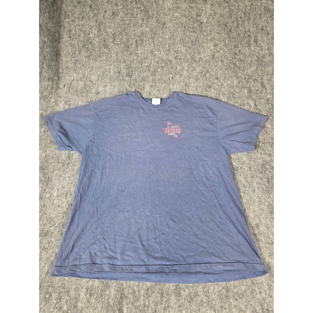 Shiner Beer BBQ T-Shirt Mens 2XL Blue Comfort Colors Spoetzl Brewery Texas 2X